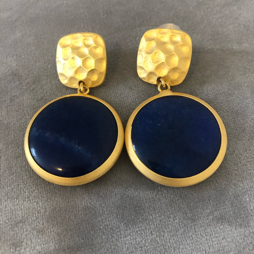 Gold and blue Turkish earrings.